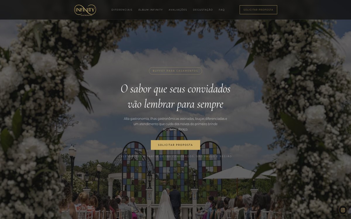 Exemplo de landing page de alta conversão criada com Landa Pages para infinitygastronomia.com.br
