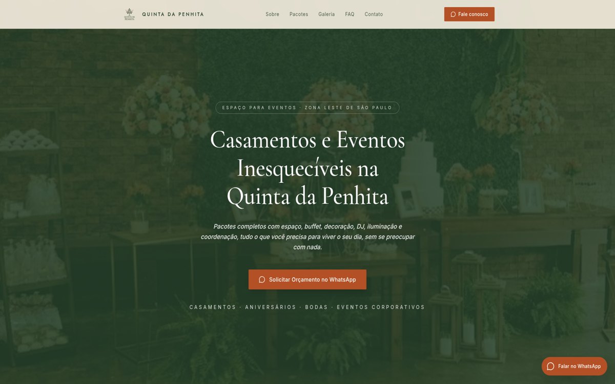 Exemplo de landing page de alta conversão criada com Landa Pages para quintadapenhita.com